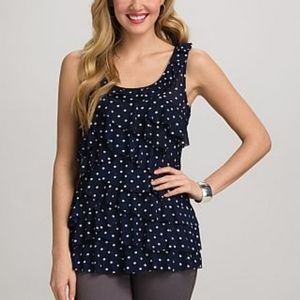 Roz & Ali Polka Dot Tiered Ruffle Blouse